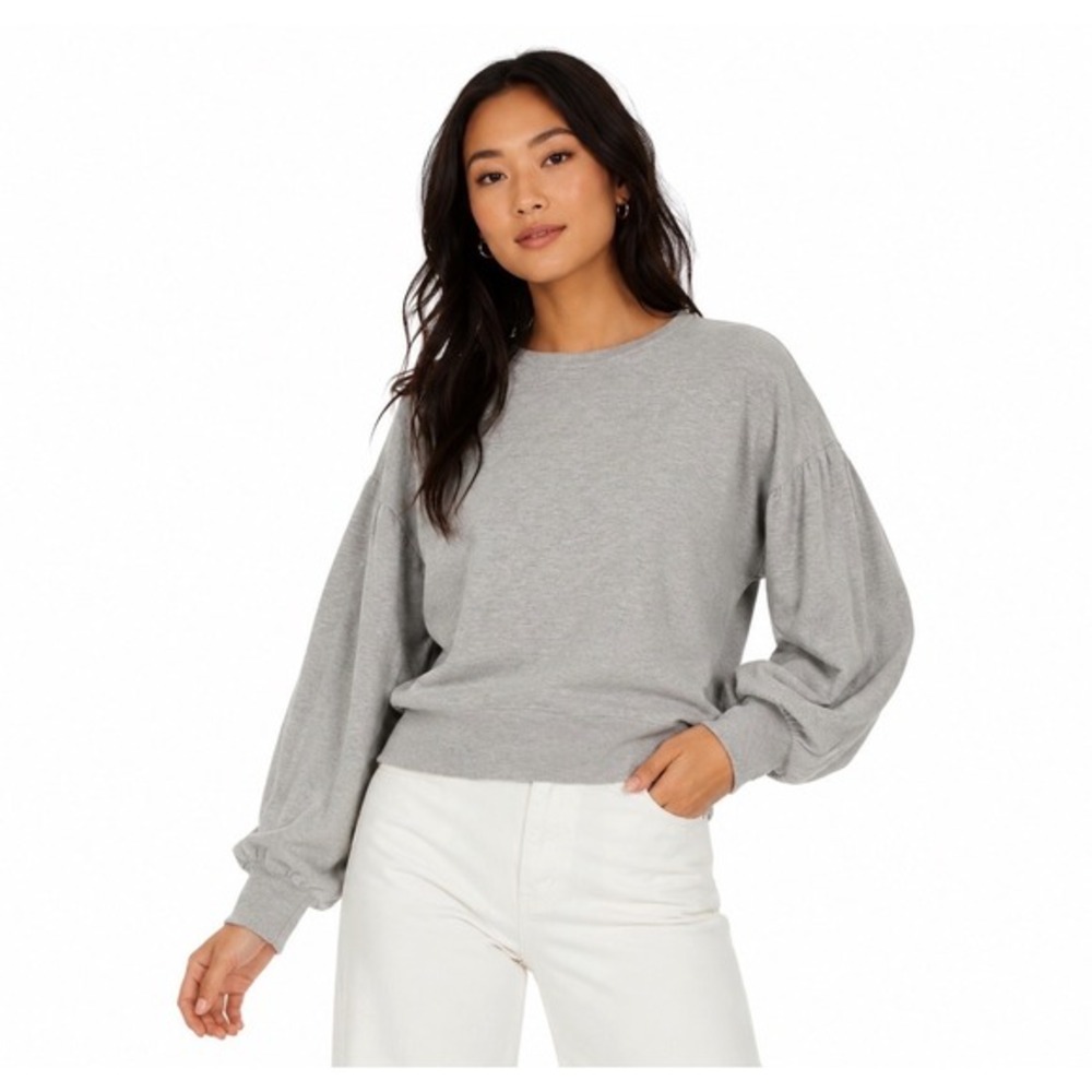 Romeo + Juliet Couture Gray Puff Sleeve‎ Sweatshirt Crew Neck Pullover M 61-14